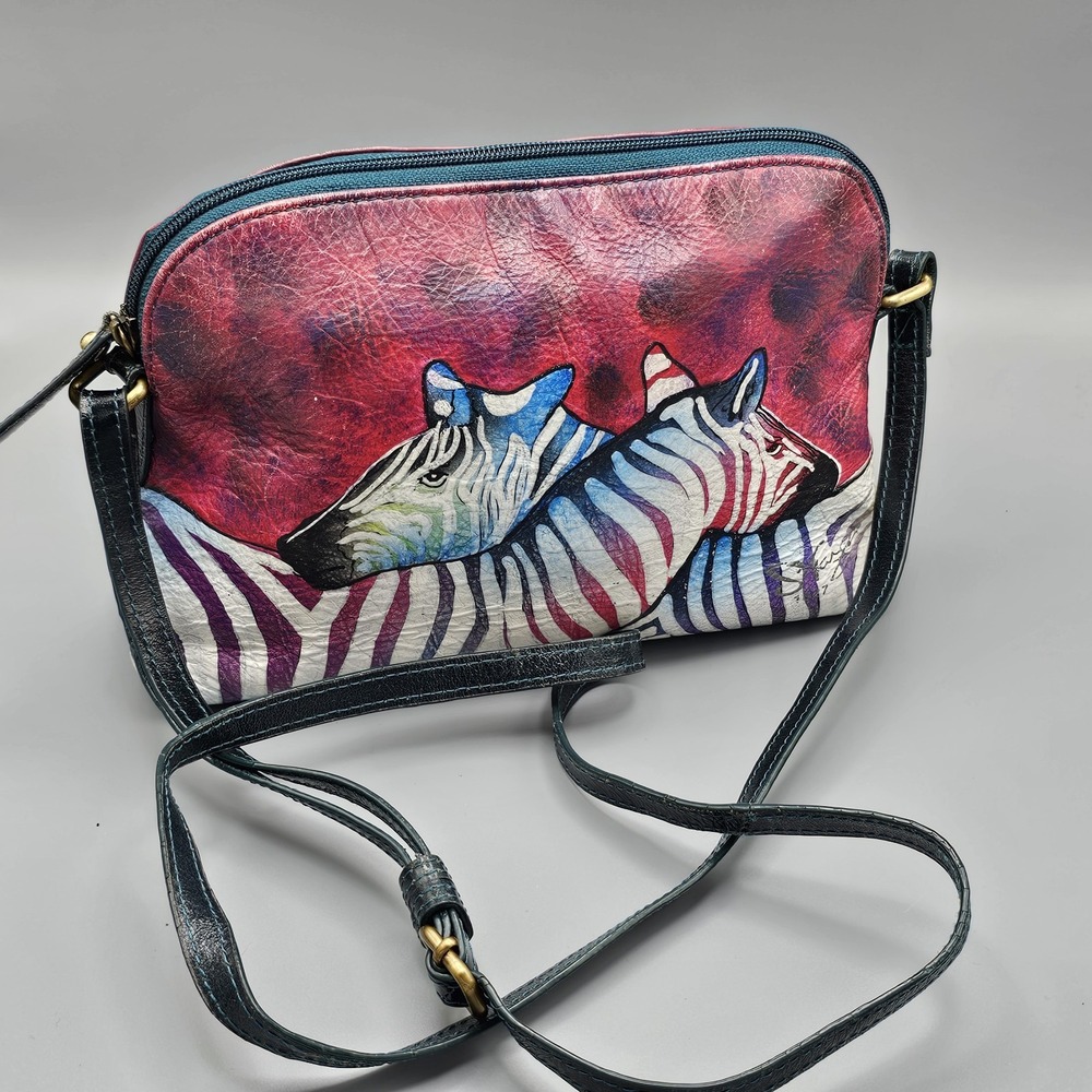 Artistic Expressions by Sharif 1827 Hand-Painted Zebra Bag Limited Edition RARE